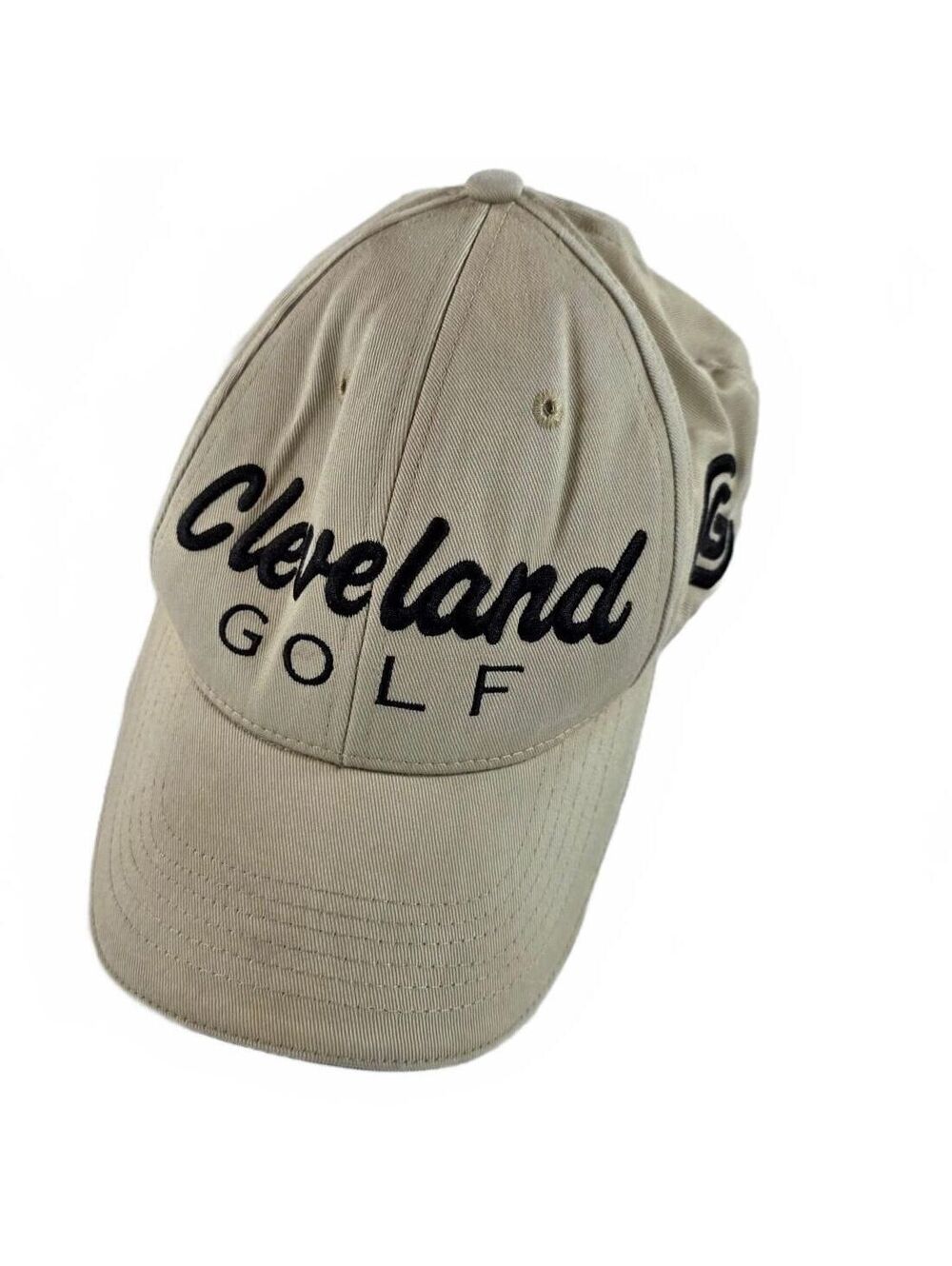 Cleveland Golf Adjustable Beige Cotton Baseball Cap Hat Unisex Golf Accessory
